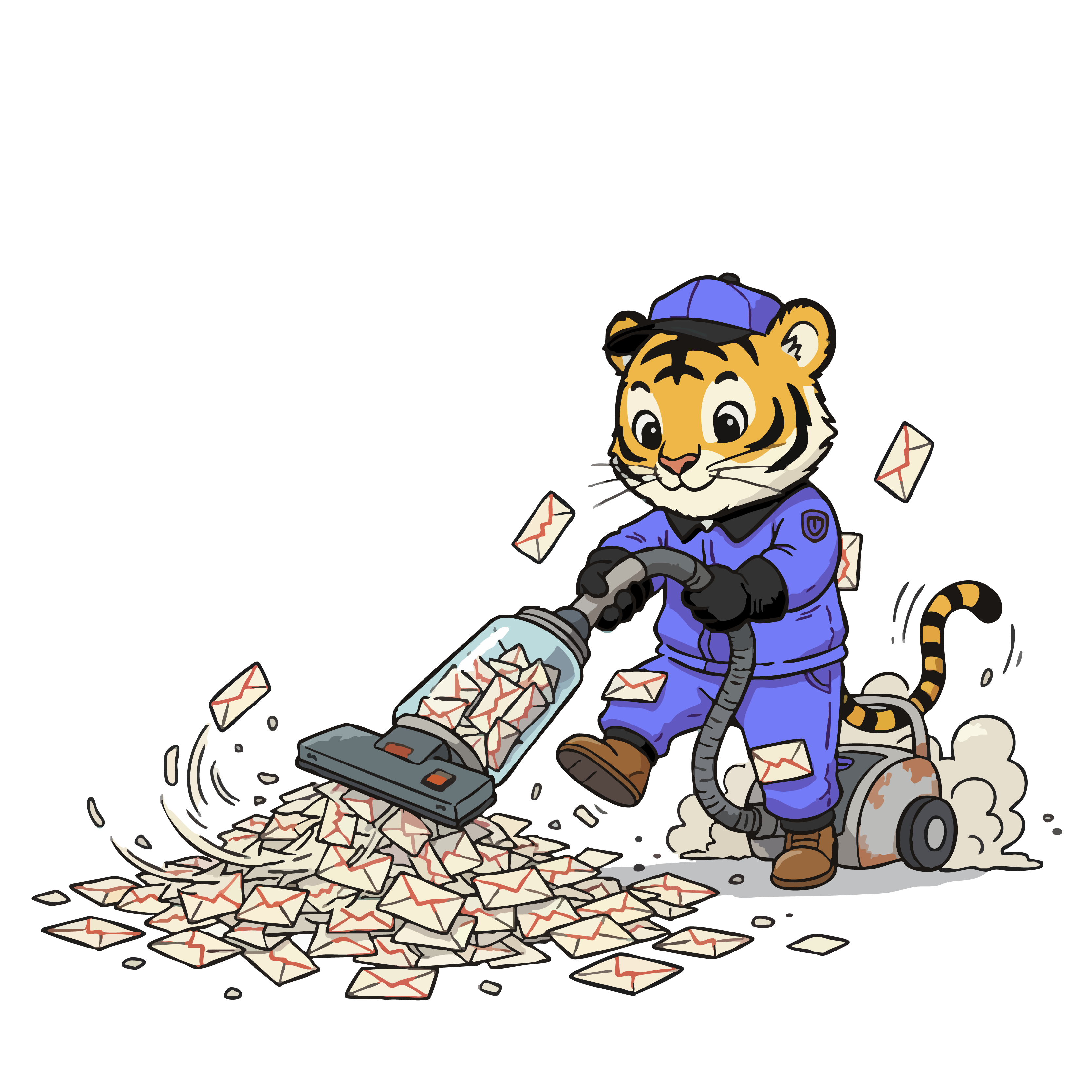 Tiger with vacuum cleaning